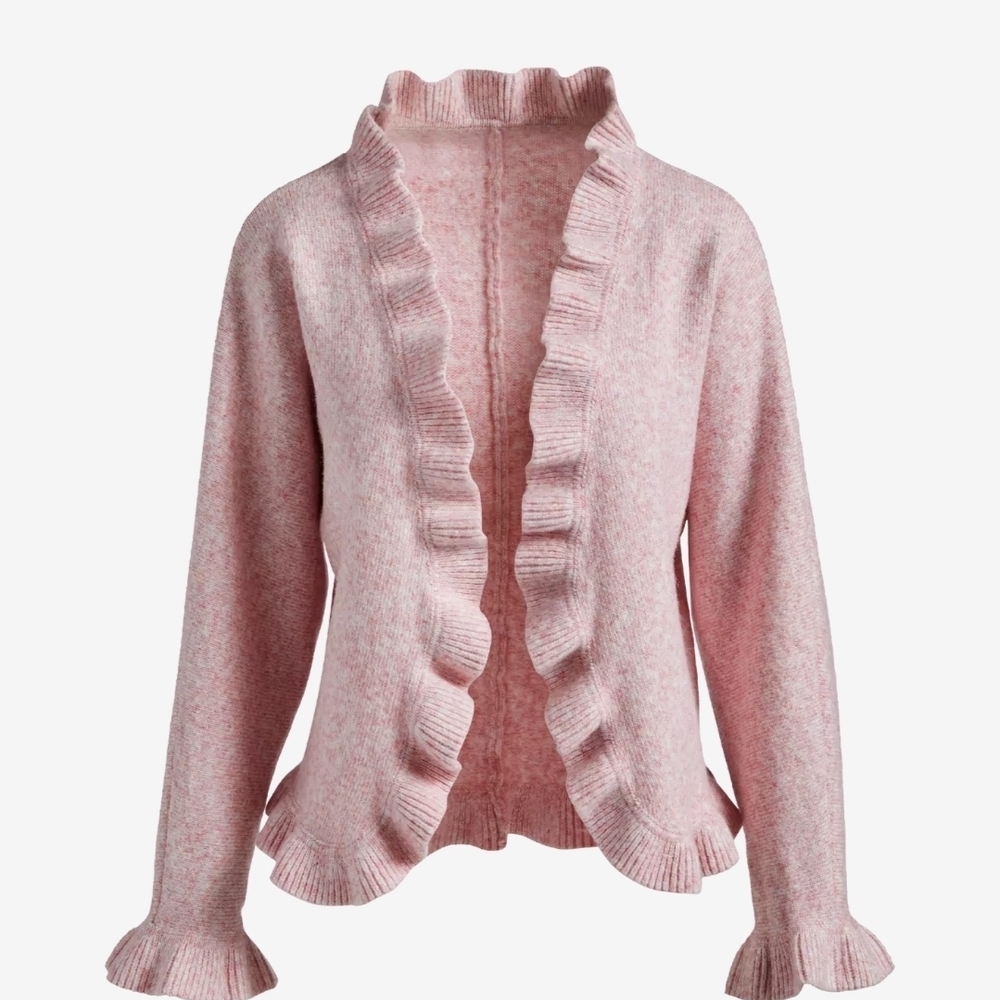 Boston Proper Relaxed Ruffle Open Front Cardigan - Picture 8 of 8